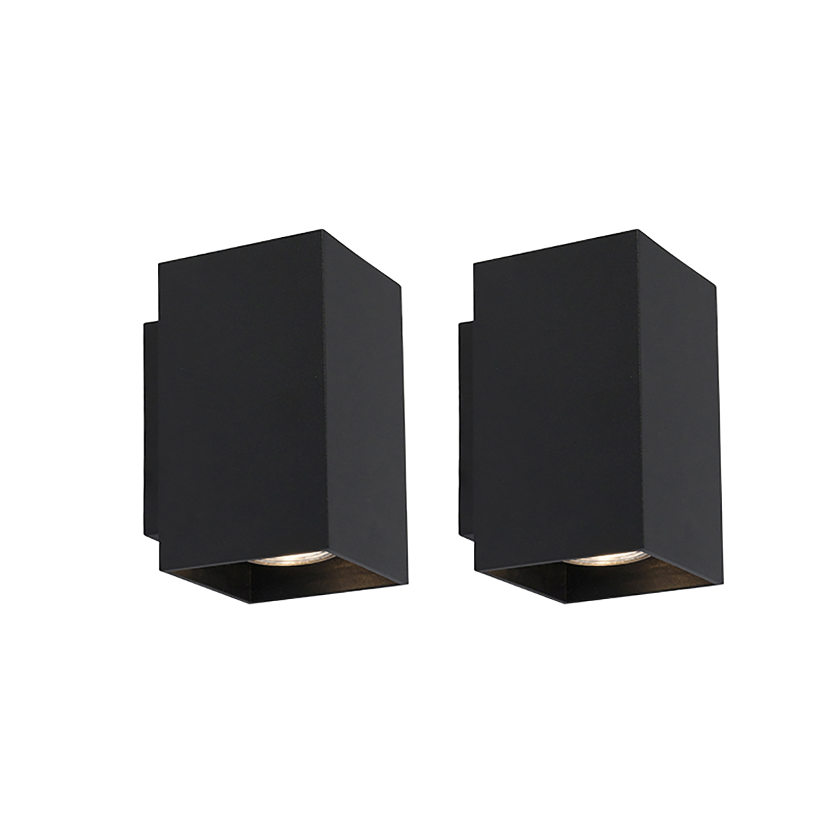 Set od 2 modernih zidnih svjetiljki crni kvadrat 2-svjetla - Sandy