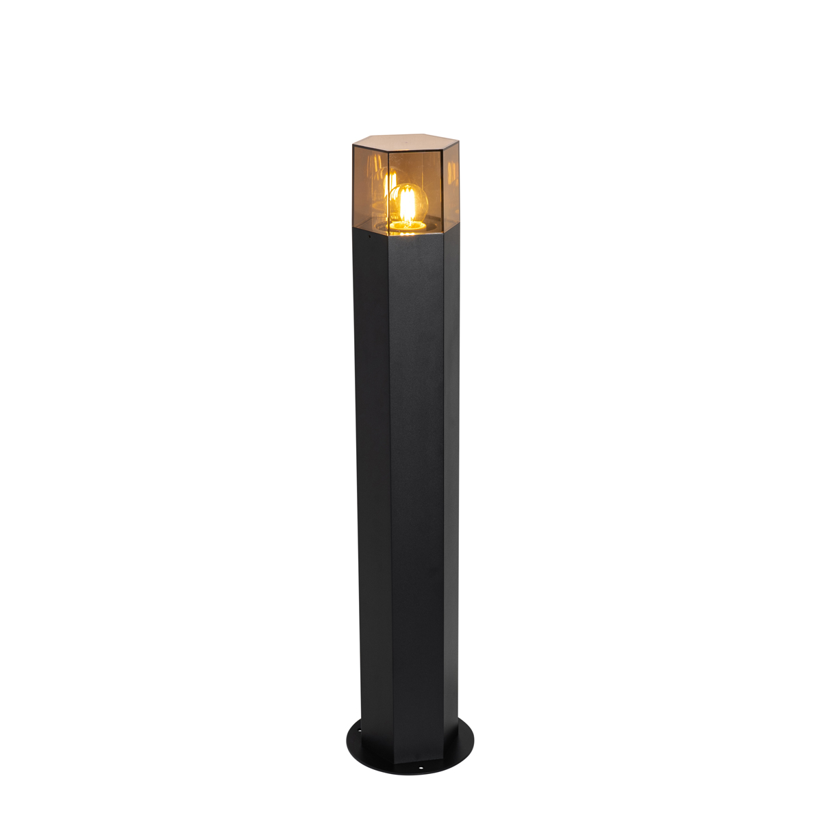 Podna vanjska svjetiljka crna s dimnim sjenilom šesterokutna 70 cm - Denmark