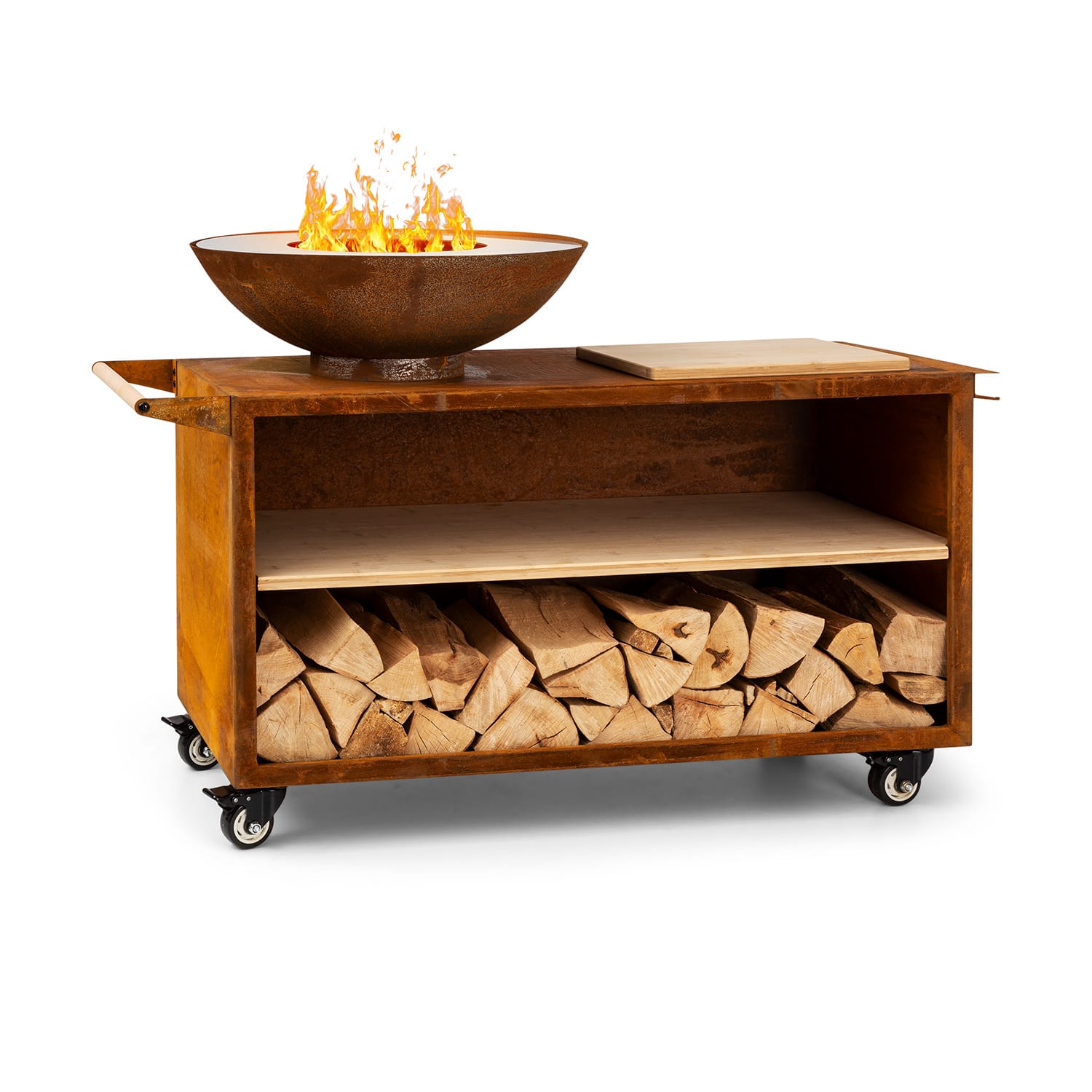 Blumfeldt Savage 2.0 Wide, ognjište s roštiljem, daska za rezanje od bambusa, uključujući pokrivač za zaštitu od vremenskih uvjeta