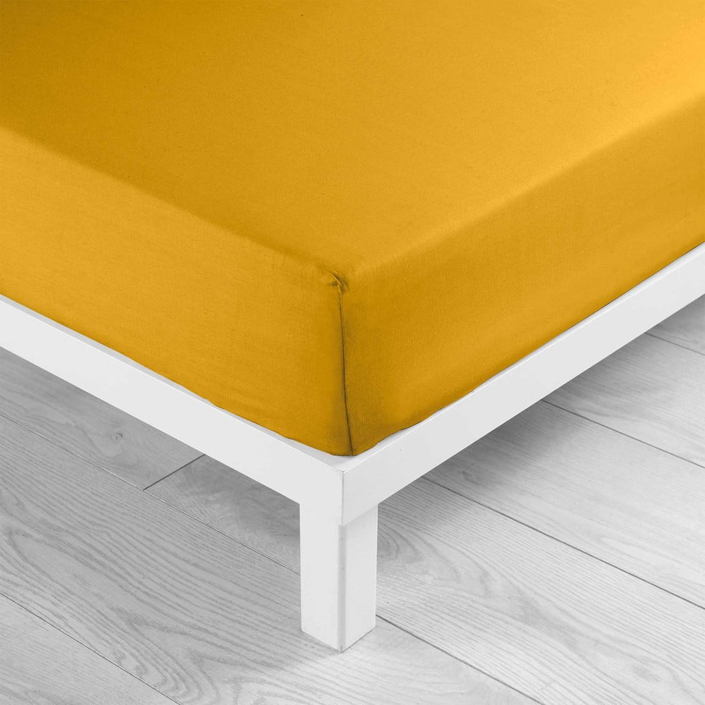 Žuta  pamučna plahta s gumom 180x200 cm Lina – douceur d'intérieur