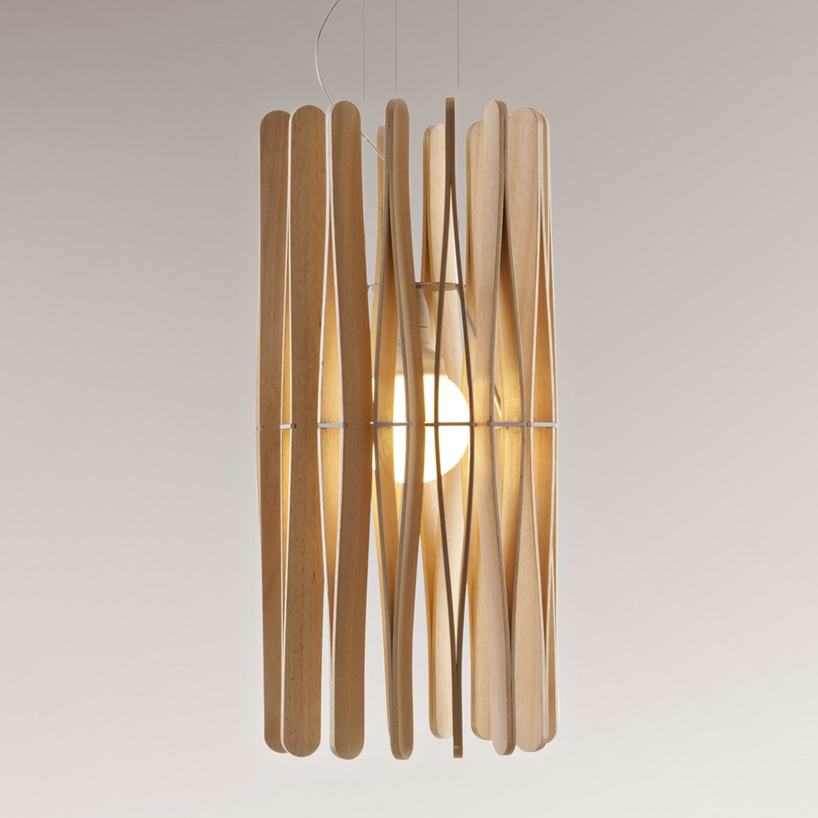 Fabbian Stick drvena viseća lampa, cilindrična, 33 cm