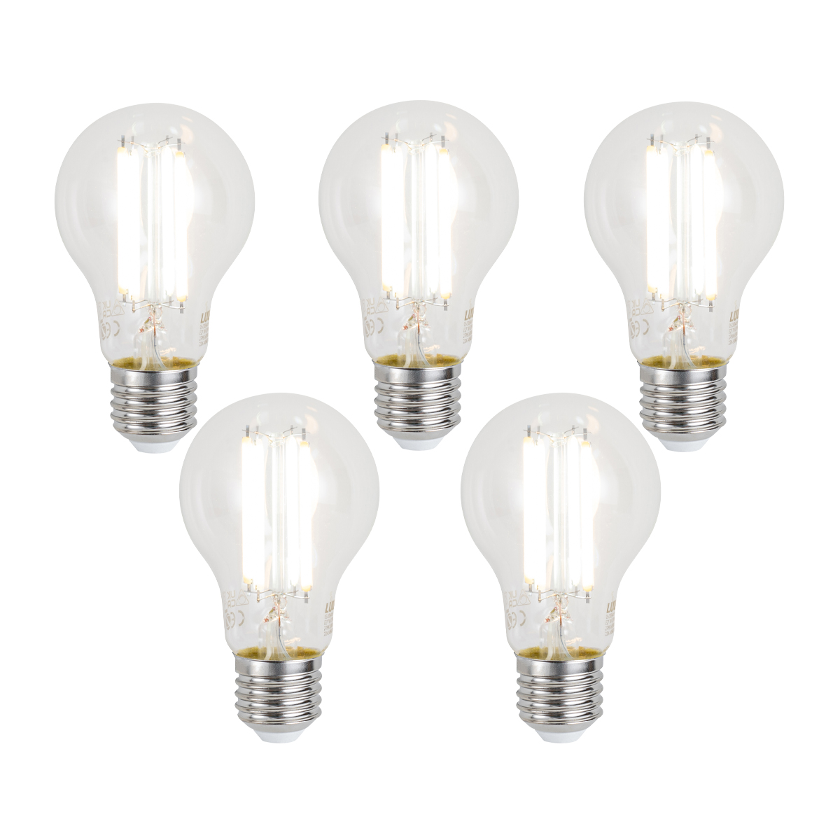 Set od 5 pametnih E27 prigušivih LED žarulja A60 prozirnih 7W 806 lm 2700-6500K Zigbee