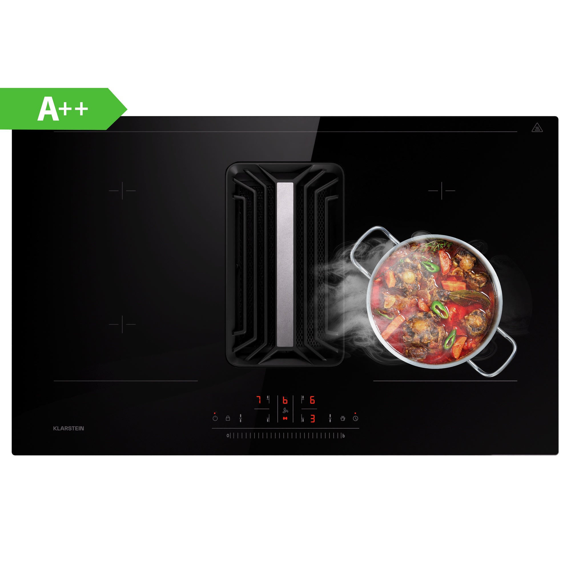 Klarstein AirJet 83, Down Air System, indukcijsko kuhalo + DownAir-digester, 754 m3/h, A