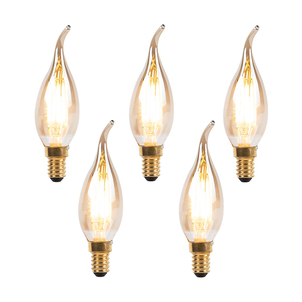 Set od 5 E14 prigušivih LED žarulja s filamentom u obliku svijeće 240V 3W 250lm