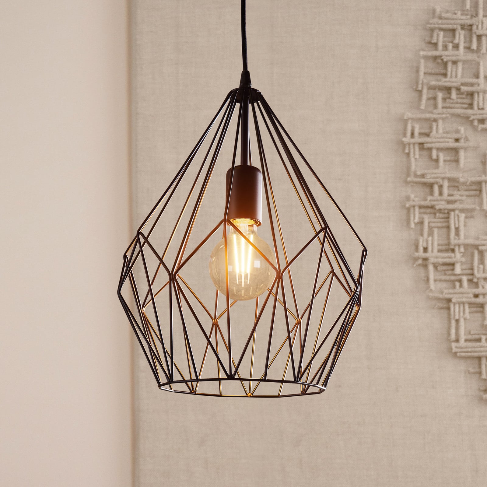 Carlton viseća svjetiljka u dizajnu kaveza, crna Ø31cm