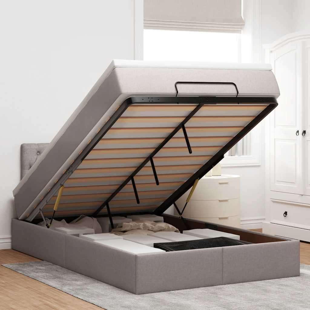 Otomanski okvir kreveta s madraca smeđesivi 120x200cm tkanine