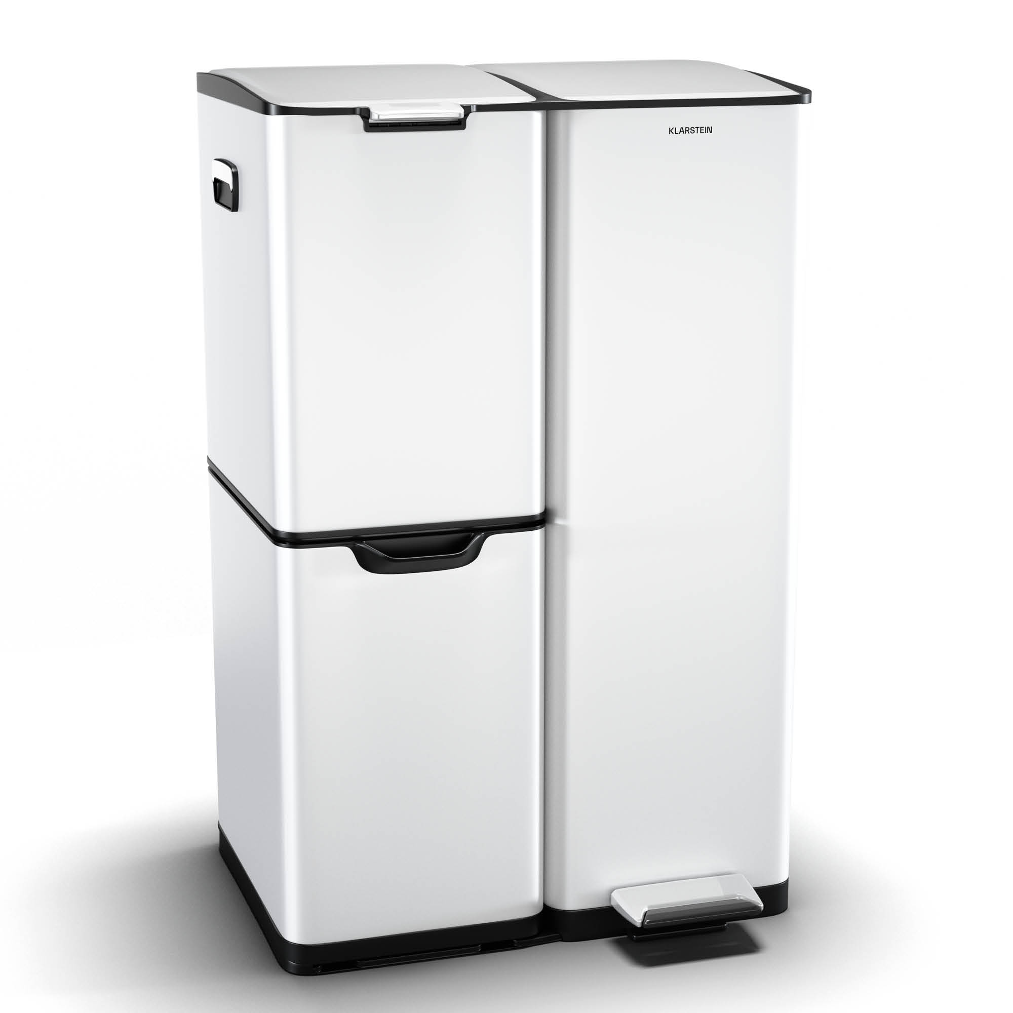 Klarstein Tiyo 3 u 1 kanta za otpatke 60 l, 30 l + 17 l + 13 l, razvrstavanje otpada, tiho zatvaranje, poklopac od nehrđajućeg čelika