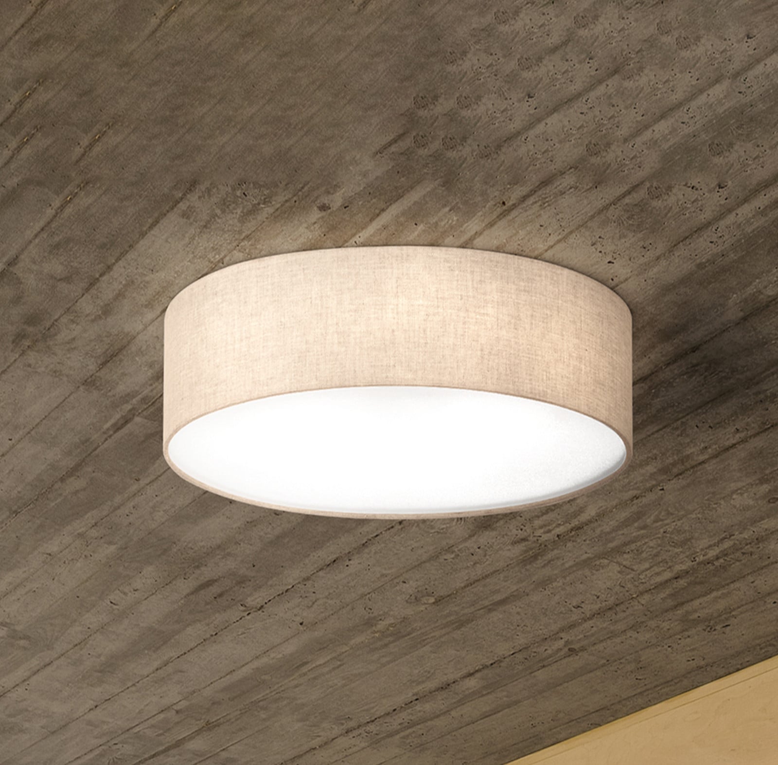 Tekstilna stropna svjetiljka Thor, pijesak, Ø 60cm