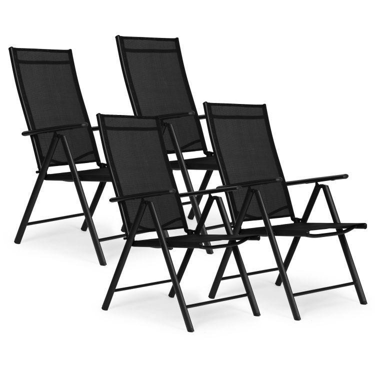 Set od 4 stolice s podesivim naslonom, crne boje