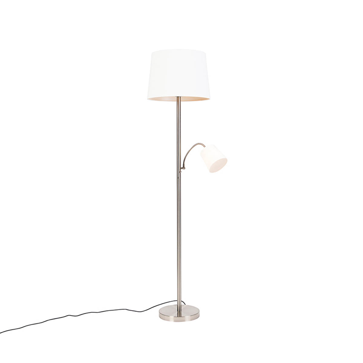 Pametna podna lampa od čelika s bijelom sjenilom, uključujući Wi-Fi A60 i E14 - Retro