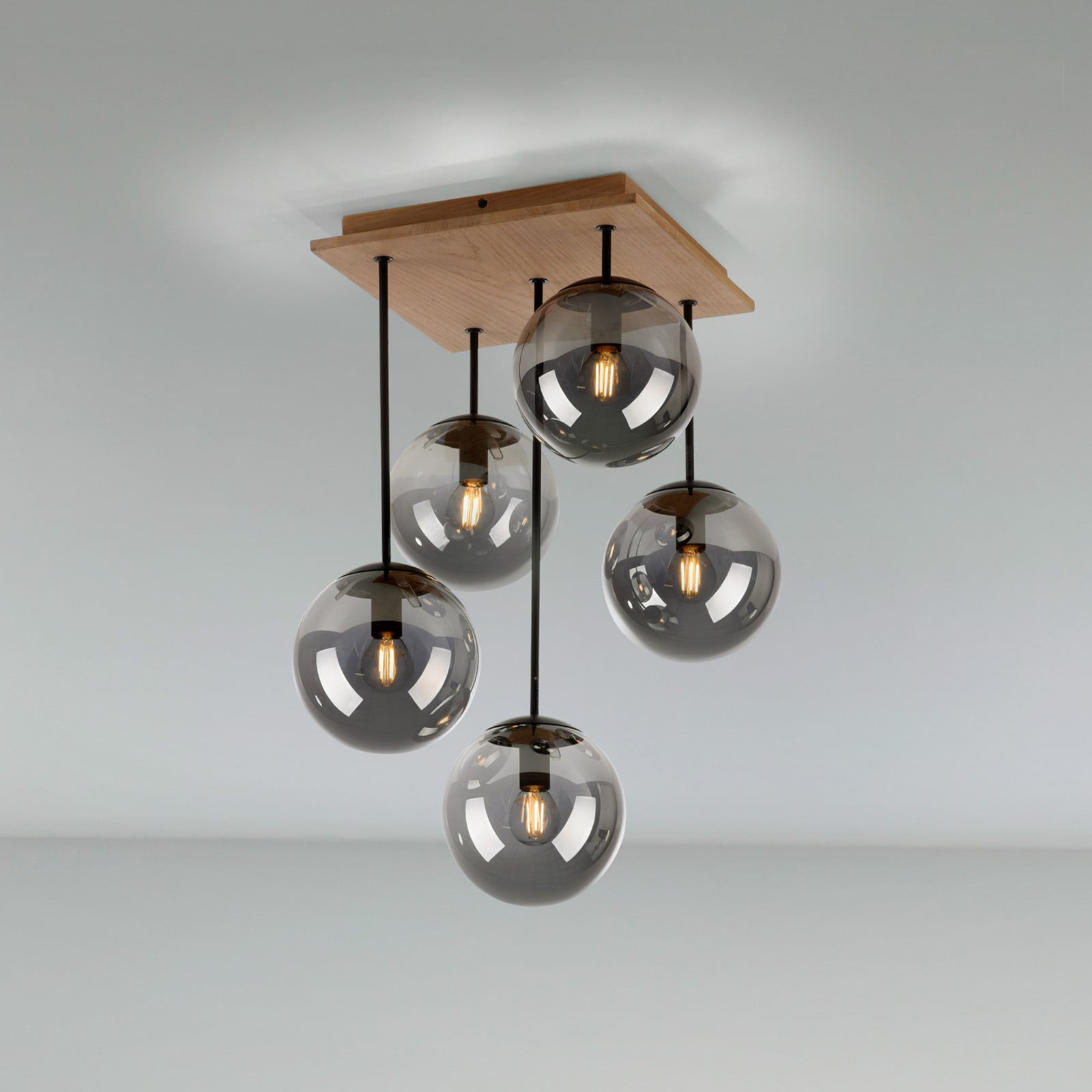 Plafonjera Green Widow, staklene kugle, pet žarulja