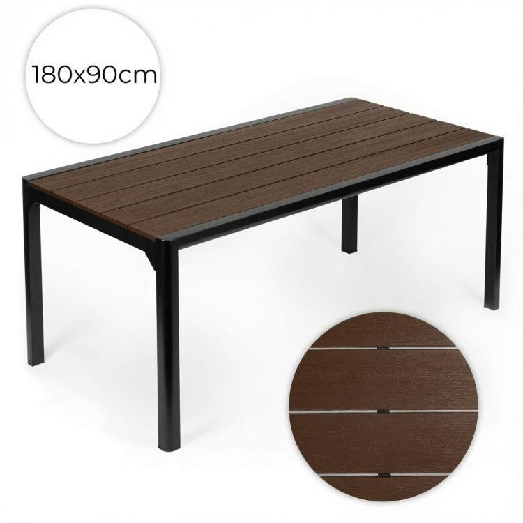 Smeđi vrtni stol za 8 osoba - poliwood - 180x90 cm