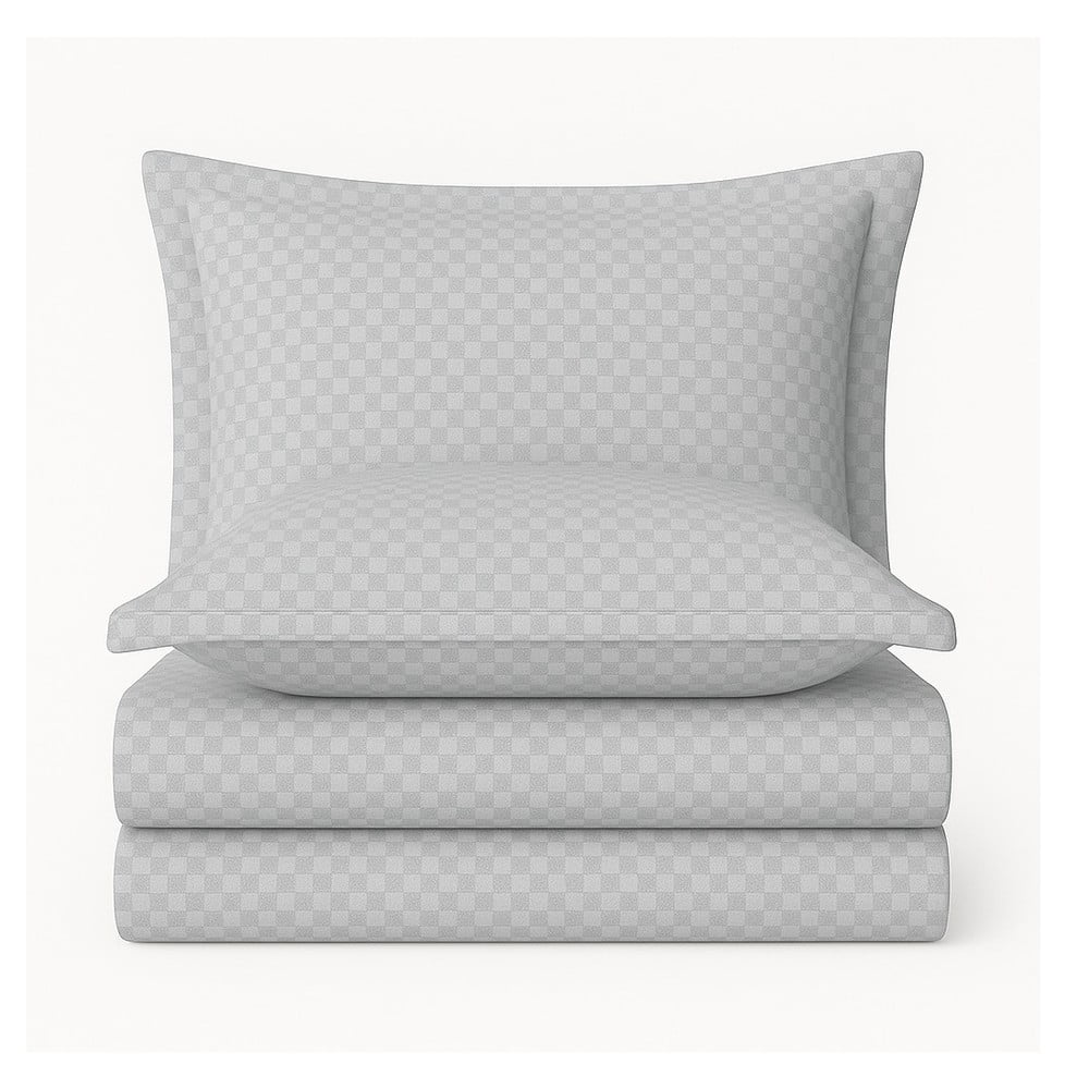 Siva posteljina za bračni krevet/za produženi krevet od renforce pamuka 240x220 cm Checkered – Mila Home Luxury