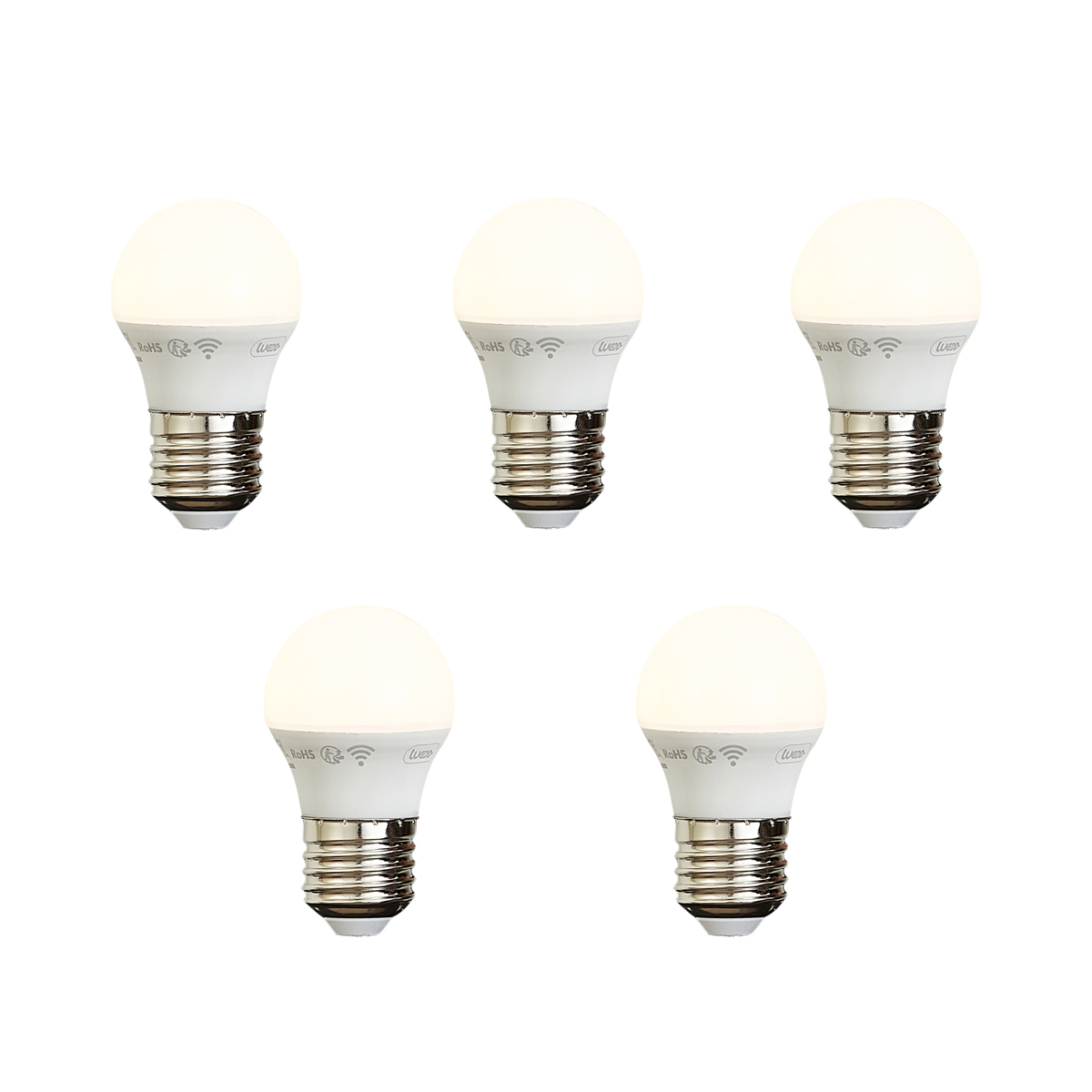 Set od 5 pametnih E27 prigušivih LED žarulja P45 Opal 4,9W 470 lm 2200-4000K