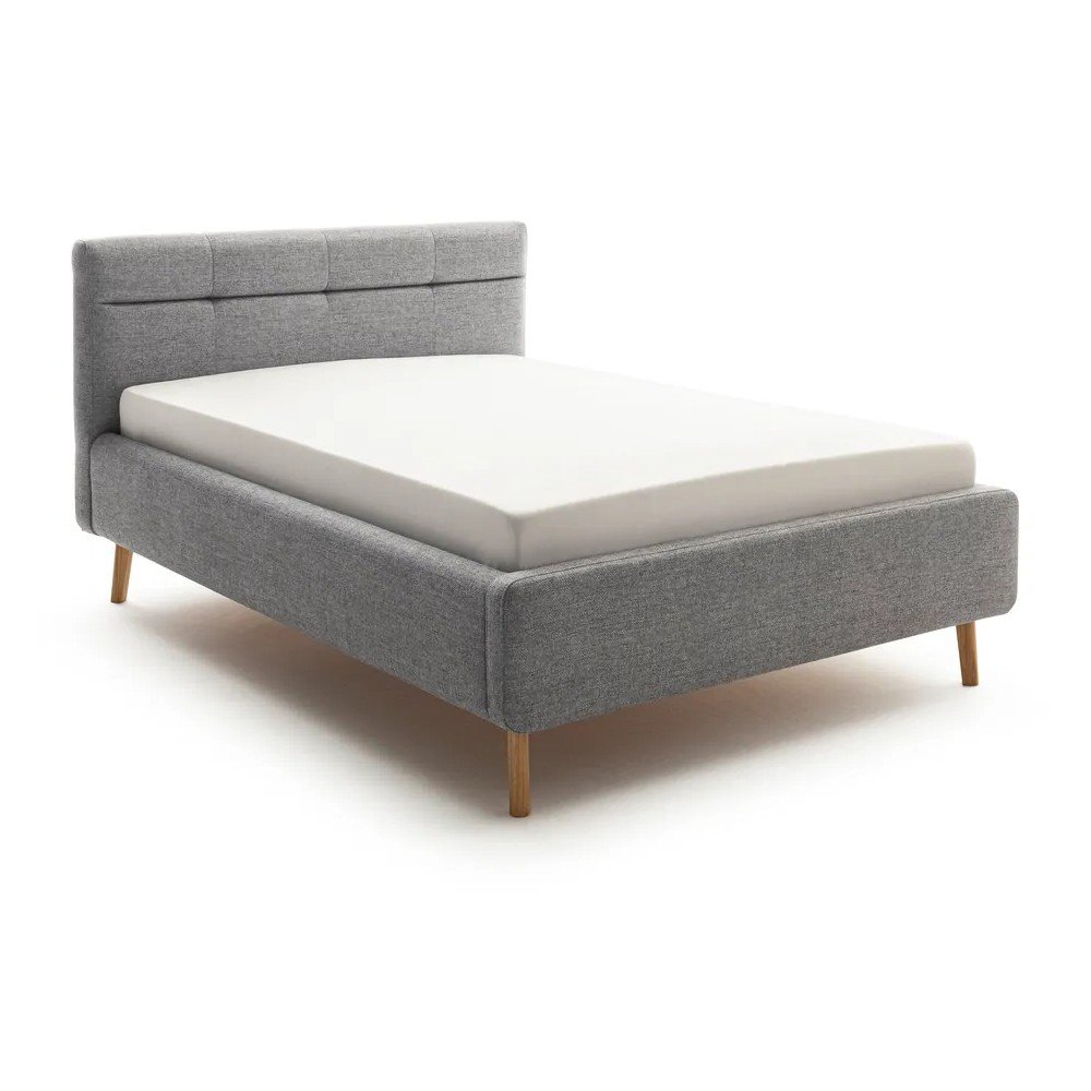 Sivi tapecirani bračni krevet s prostorom za odlaganje s podnicom 140x200 cm Lotte – Meise Möbel