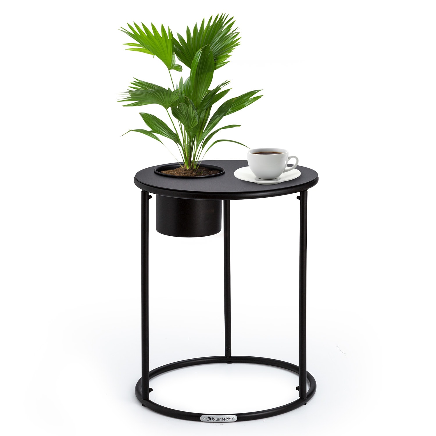 Blumfeldt Pomoćni stol Irvine s lončanicom za cvijeće, 41 x 50 cm (ØxV), čelik premazan prahom