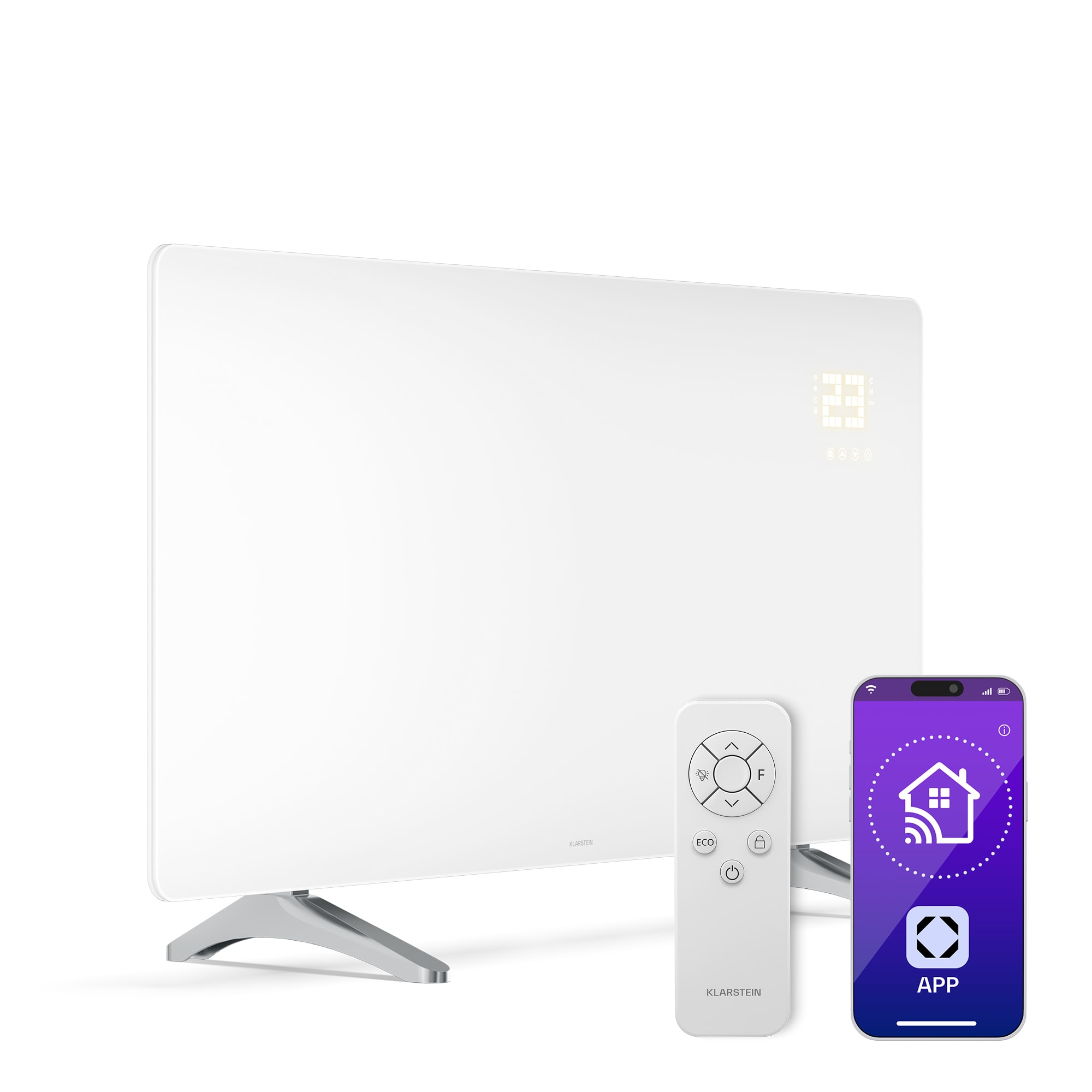 Klarstein Wonderglass infracrvena ploča | 720 W | 8 - 15 m² | Moderan stakleni dizajn | 120 cm x 68 cm