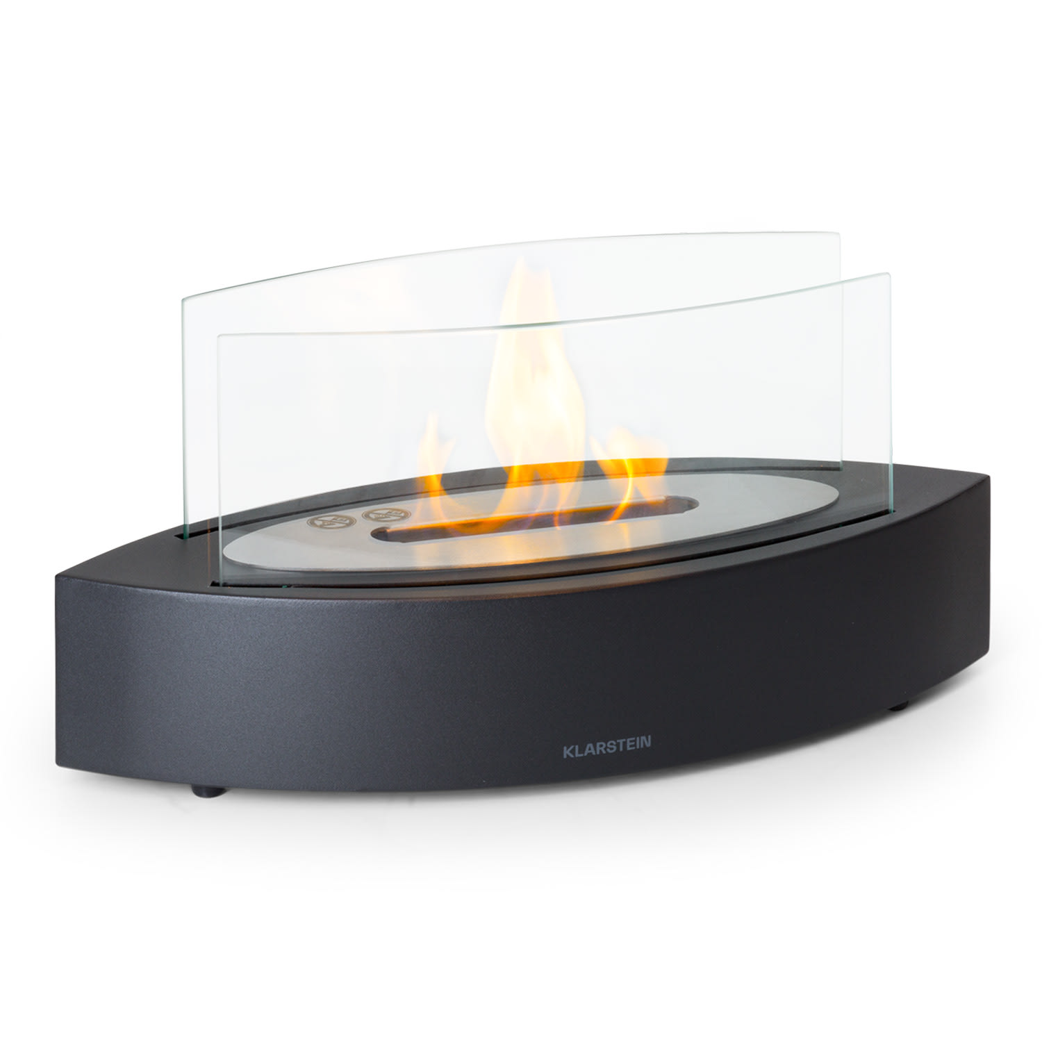 Klarstein Kamin na bioetanol Phantasma Curve, bez dima i mirisa, plamenik od nehrđajućeg čelika, sigurnosno staklo
