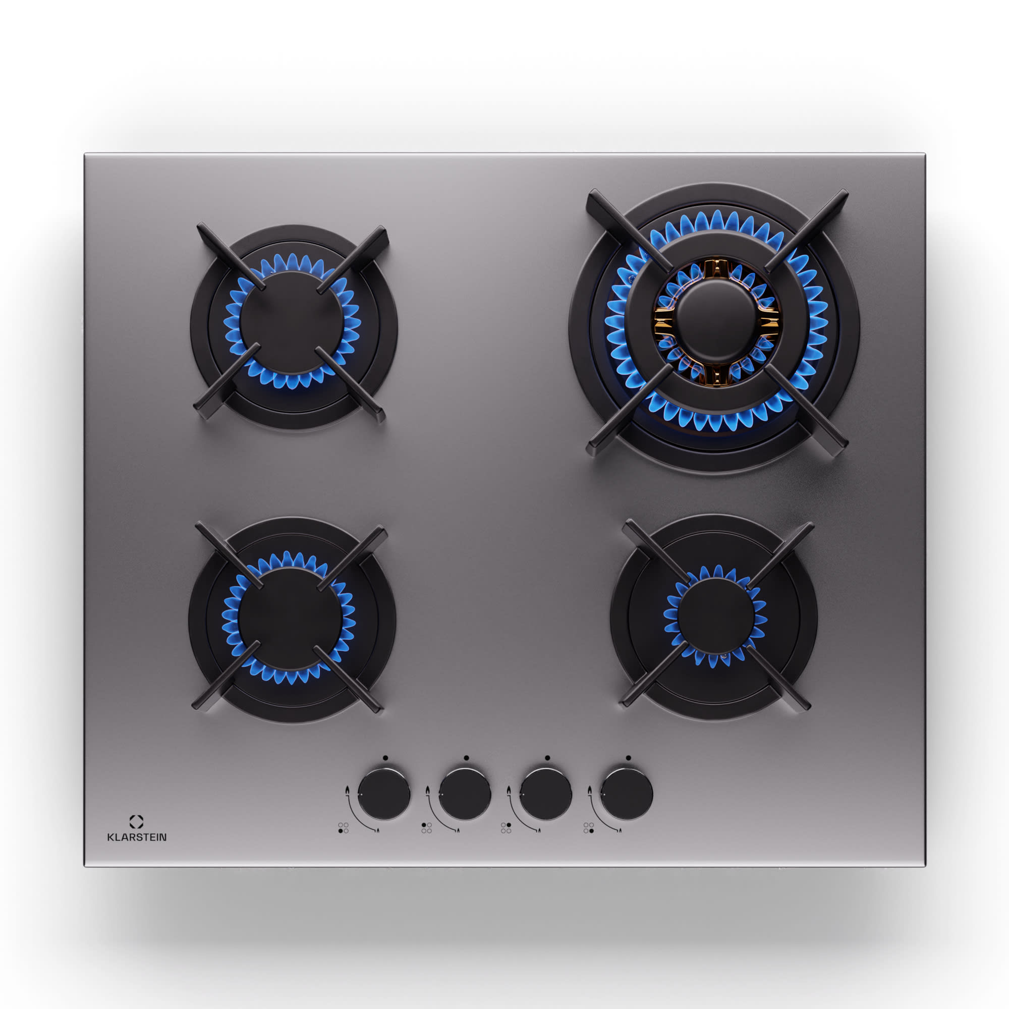 Klarstein Goldflame 4 Plinska ploča za kuhanje 4 plamenika Samostalni prirodni plin/propan od nehrđajućeg čelika