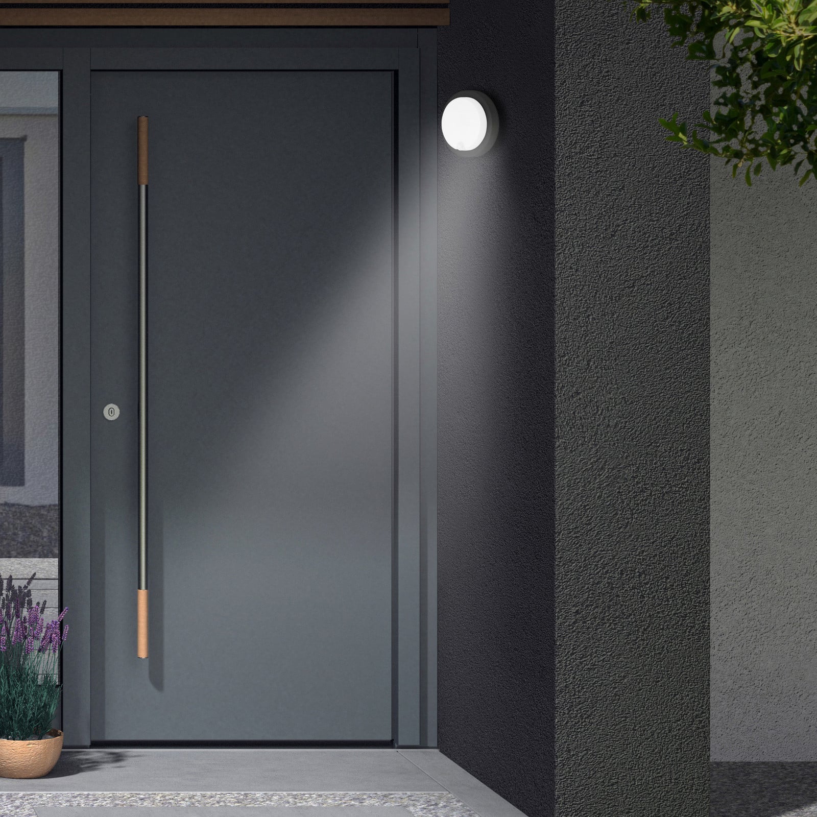 LED senzorska vanjska zidna svjetiljka Dortmund Ø17cm crna