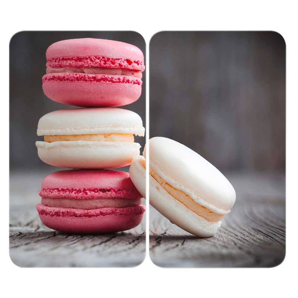 Set od 2 staklena poklopca za štednjak Wenkoo Macarons, 52 x 30 cm