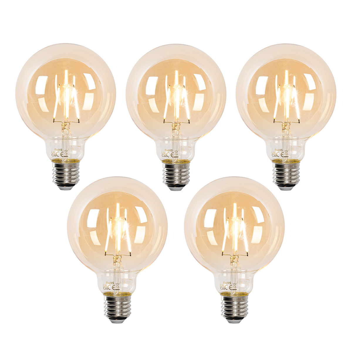 Set od 5 E27 prigušivih LED žarulja G95 4,9W 320 lm 2500K