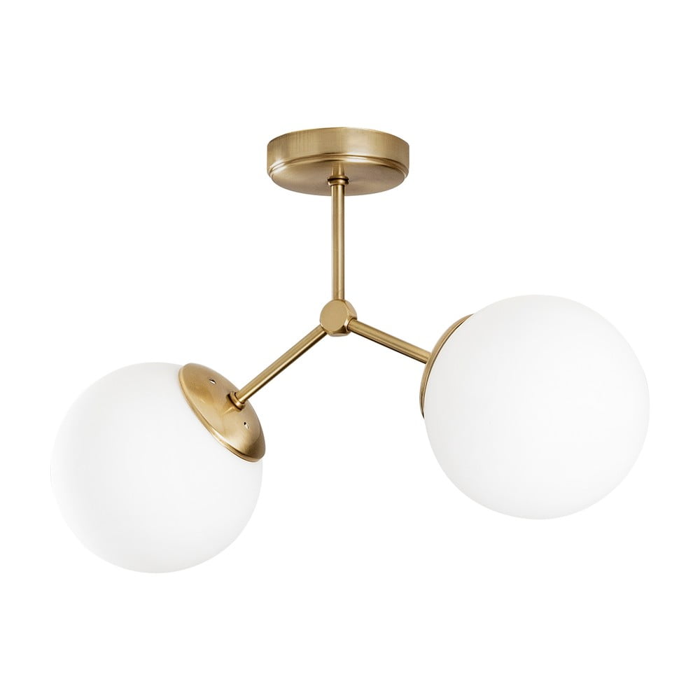 Bijela/mjedena stropna svjetiljka sa staklenim sjenilom 15x44 cm Damar – Opviq lights