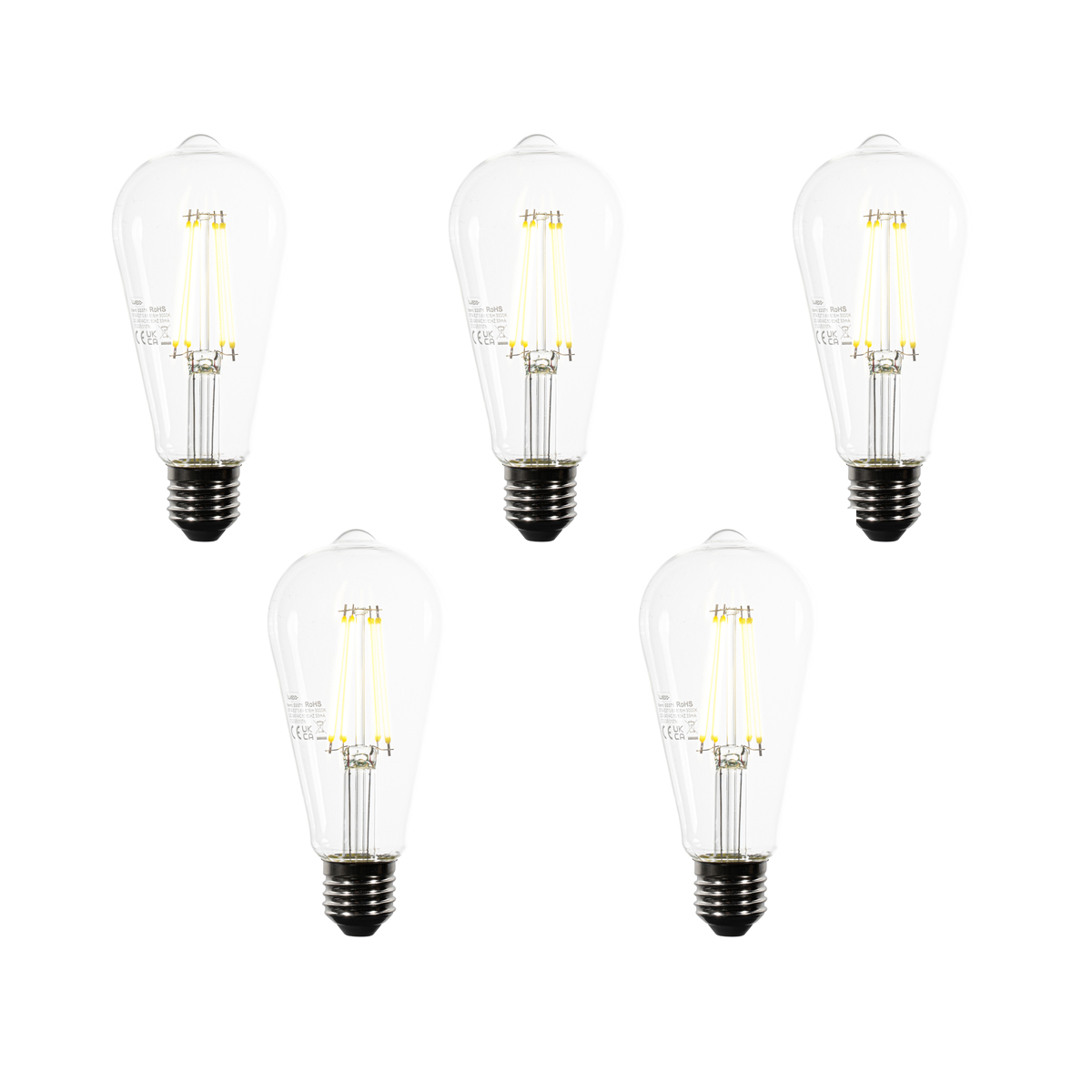 Set od 5 E27 LED žarulja ST64 prozirnih 3.8W 806 lm 3000K