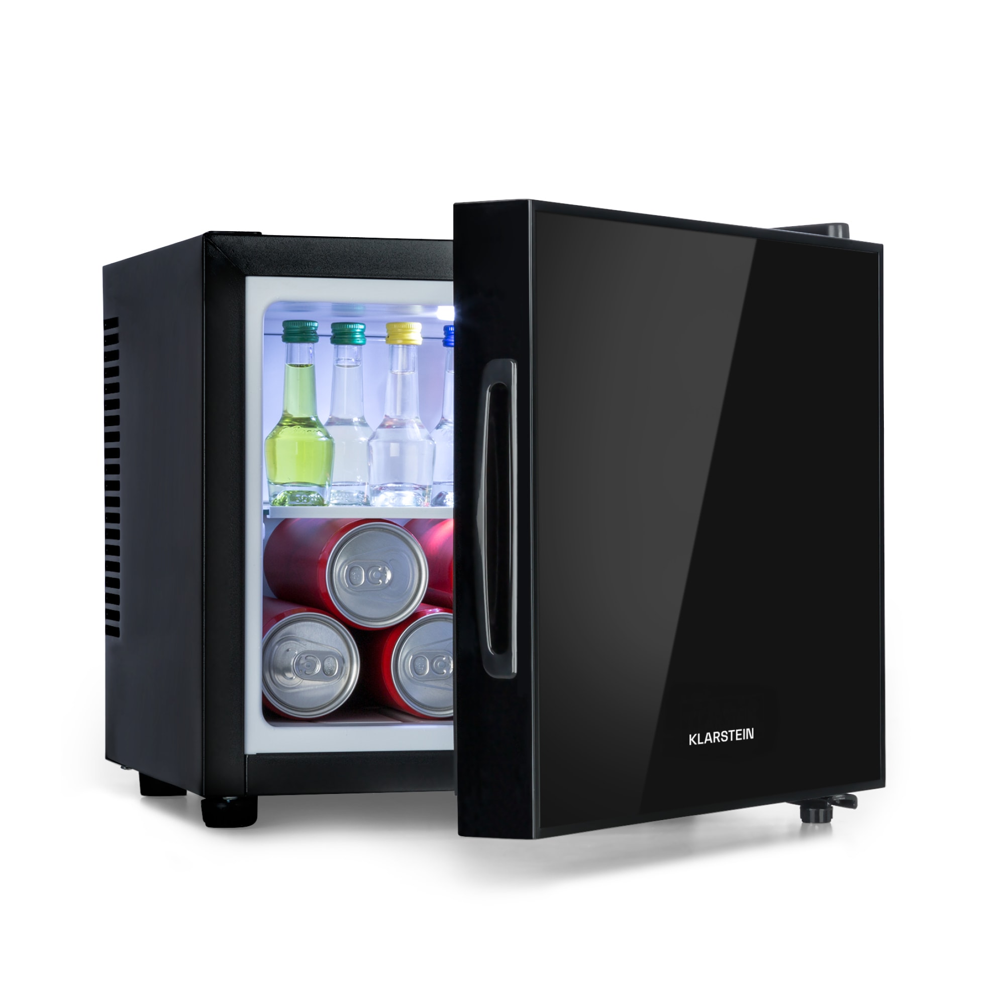 Klarstein Frosty, mini hladnjak, energetska klasa A, staklena vrata s efektom zrcala, 10 L, crni