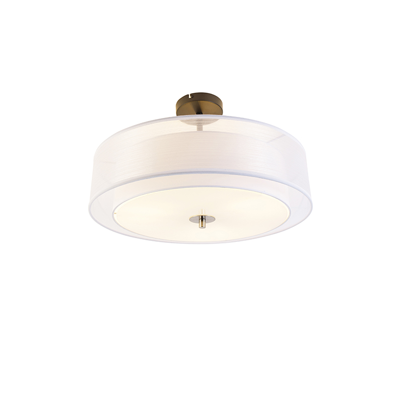 Moderna stropna svjetiljka bijela 50 cm 3-svjetla - Drum Duo