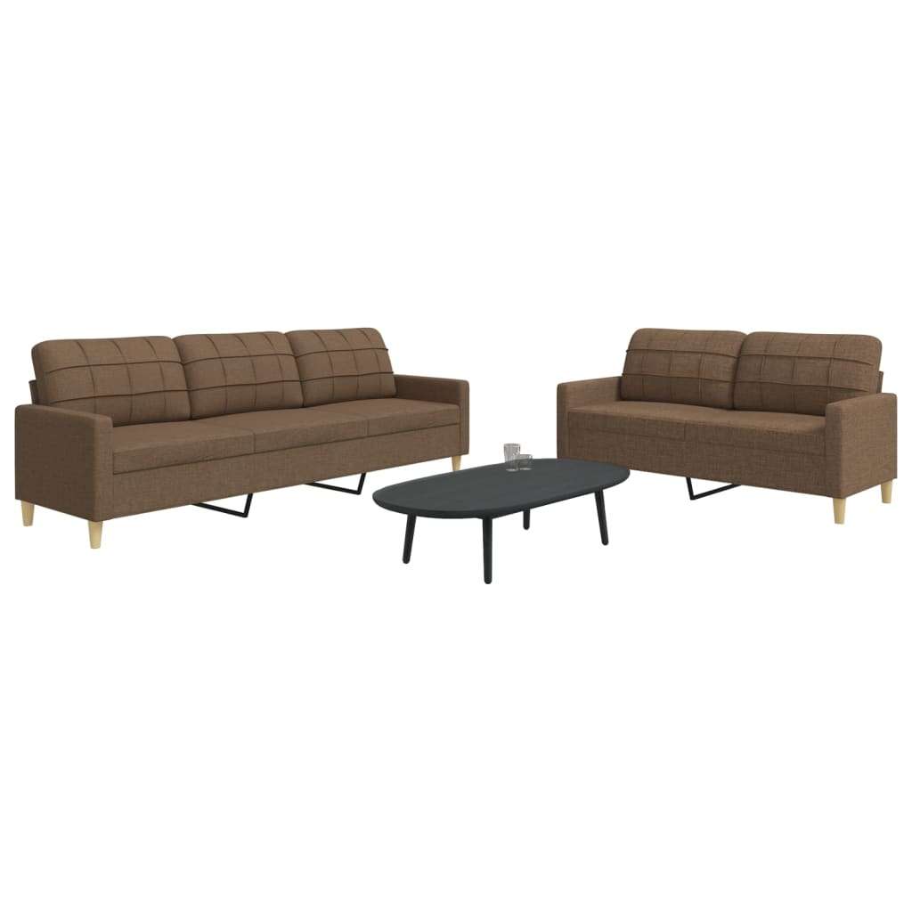 2-dijelni set sofa smeđi od tkanine