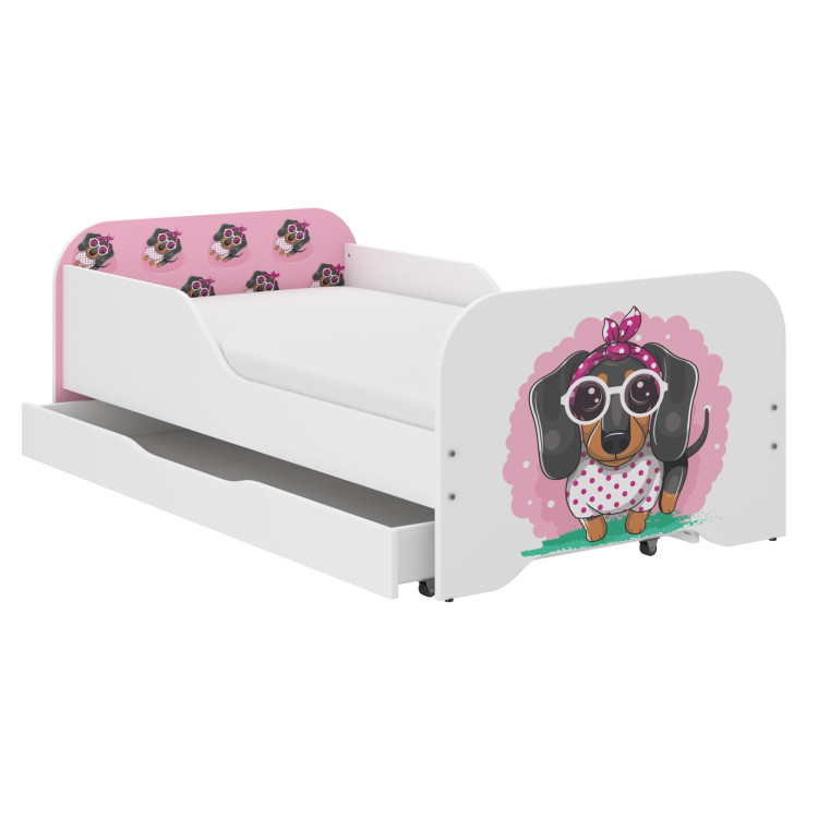 Dječji krevet MIKI s ladicom - 160x80 PINK BADGER