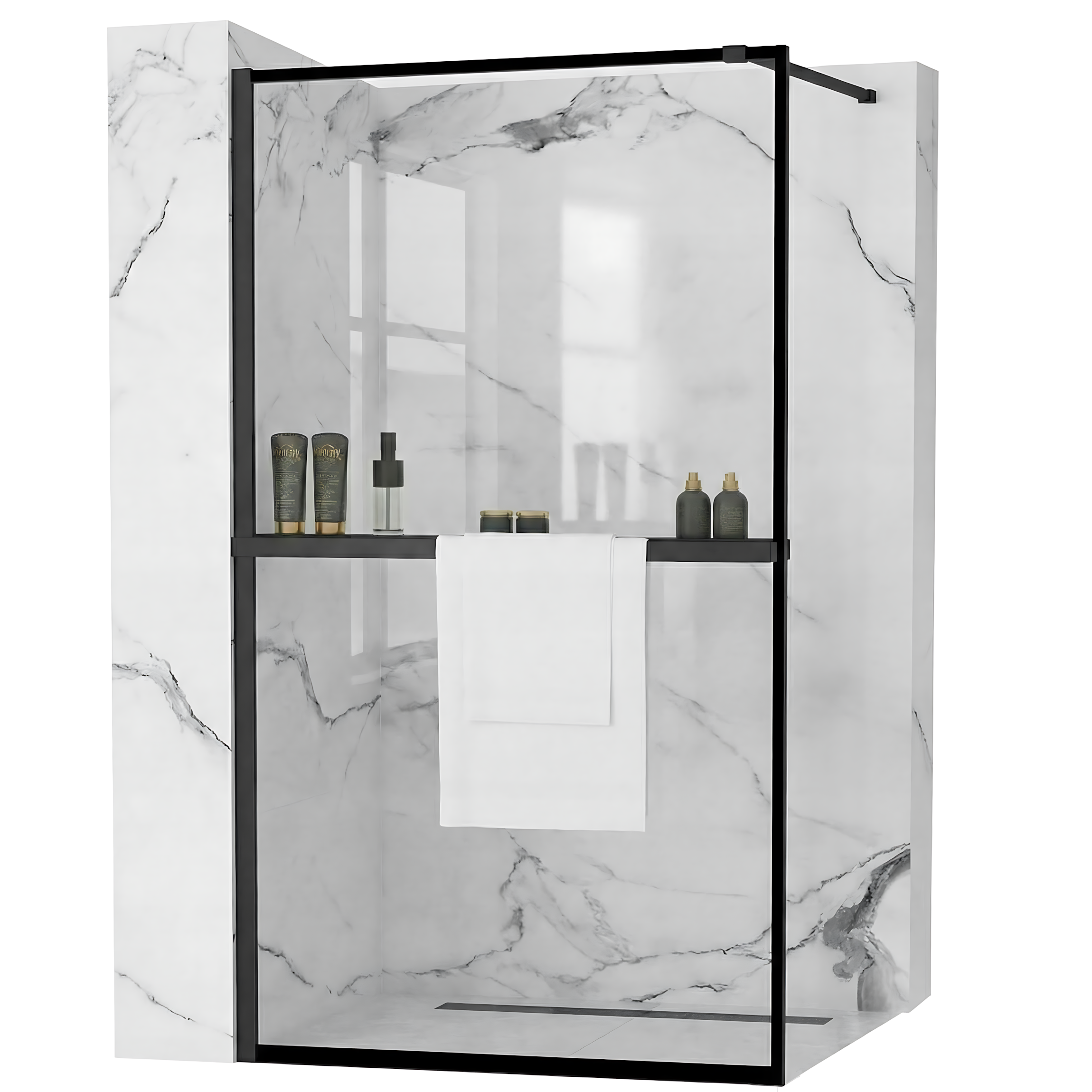 Tuš stijena Rea Bler 120 s policom i vješalicom Evo