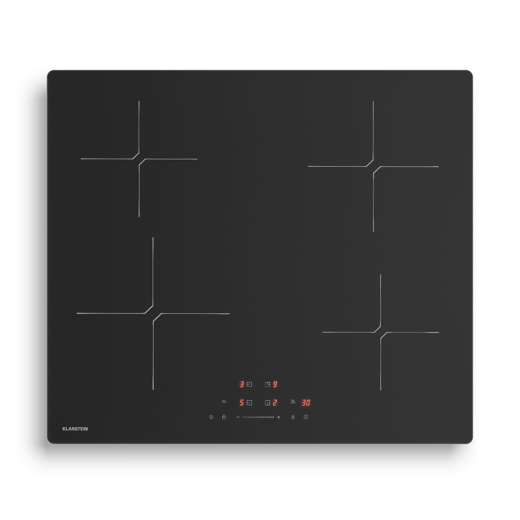 Klarstein Indukcijska ploča za kuhanje PowerGlide | površina otporna na ogrebotine | 4 zone za kuhanje | 7400 W | 60 cm