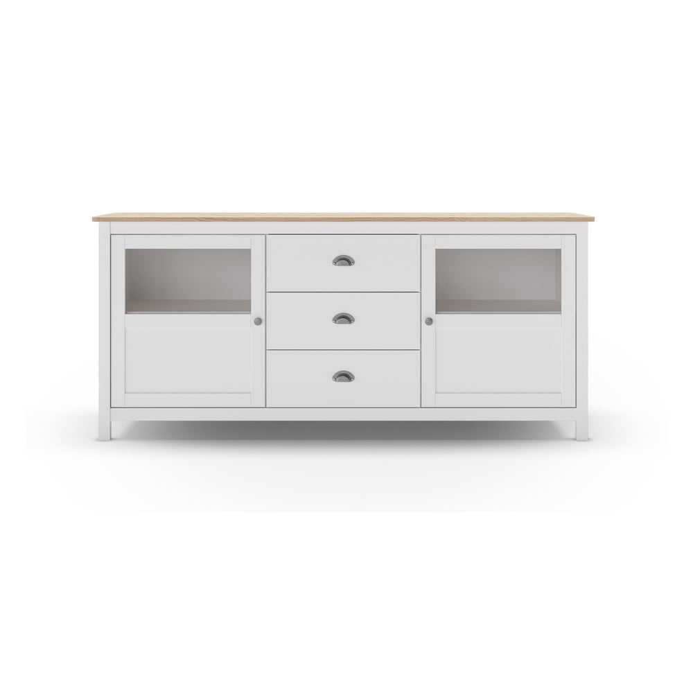 Bijela niska komoda od masivnog bora 180x80 cm Misti – Marckeric