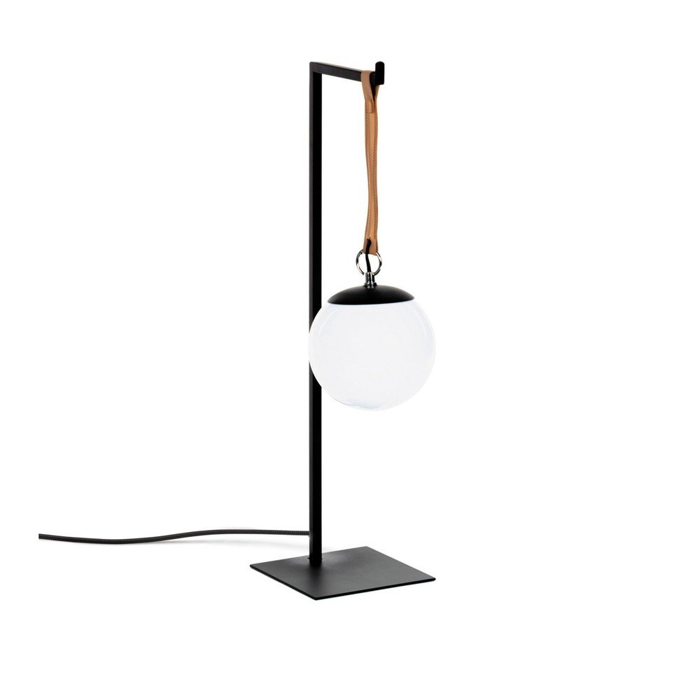 Crna metalna stolna lampa s plastičnim sjenilom (visina 60 cm) Monteiro – Kave Home