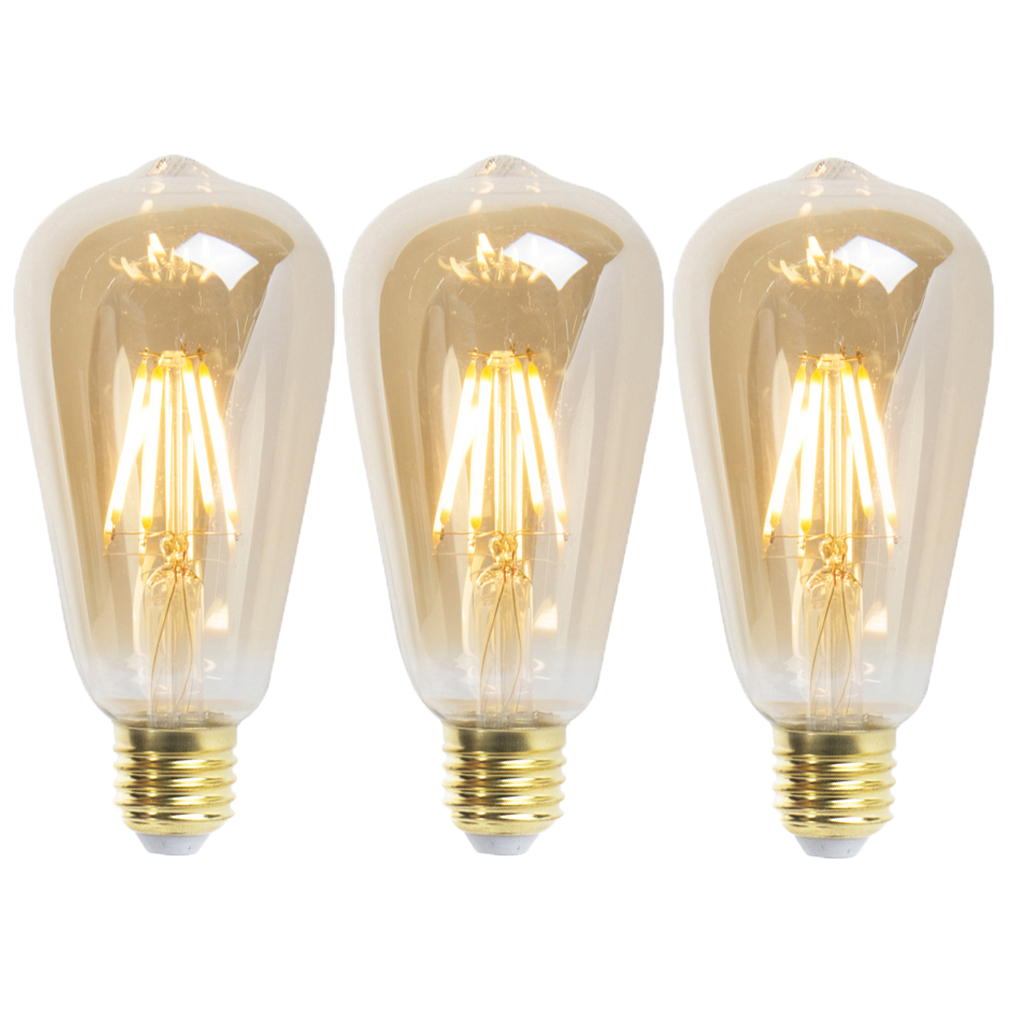 Set od 3 E27 prigušivih LED žarulja ST64 Goldline 5W 380lm 2200K