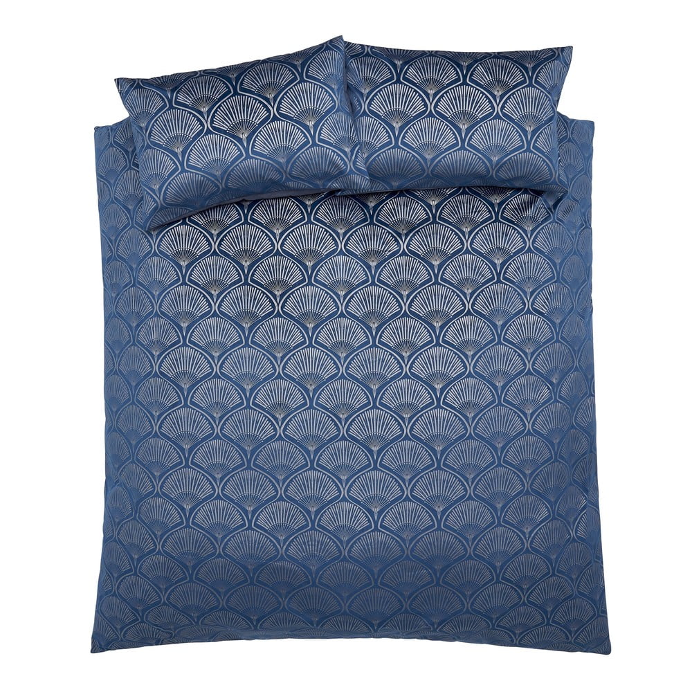Plava posteljina za bračni krevet/za produženi krevet 230x220 cm Art Deco Pearl – Catherine Lansfield