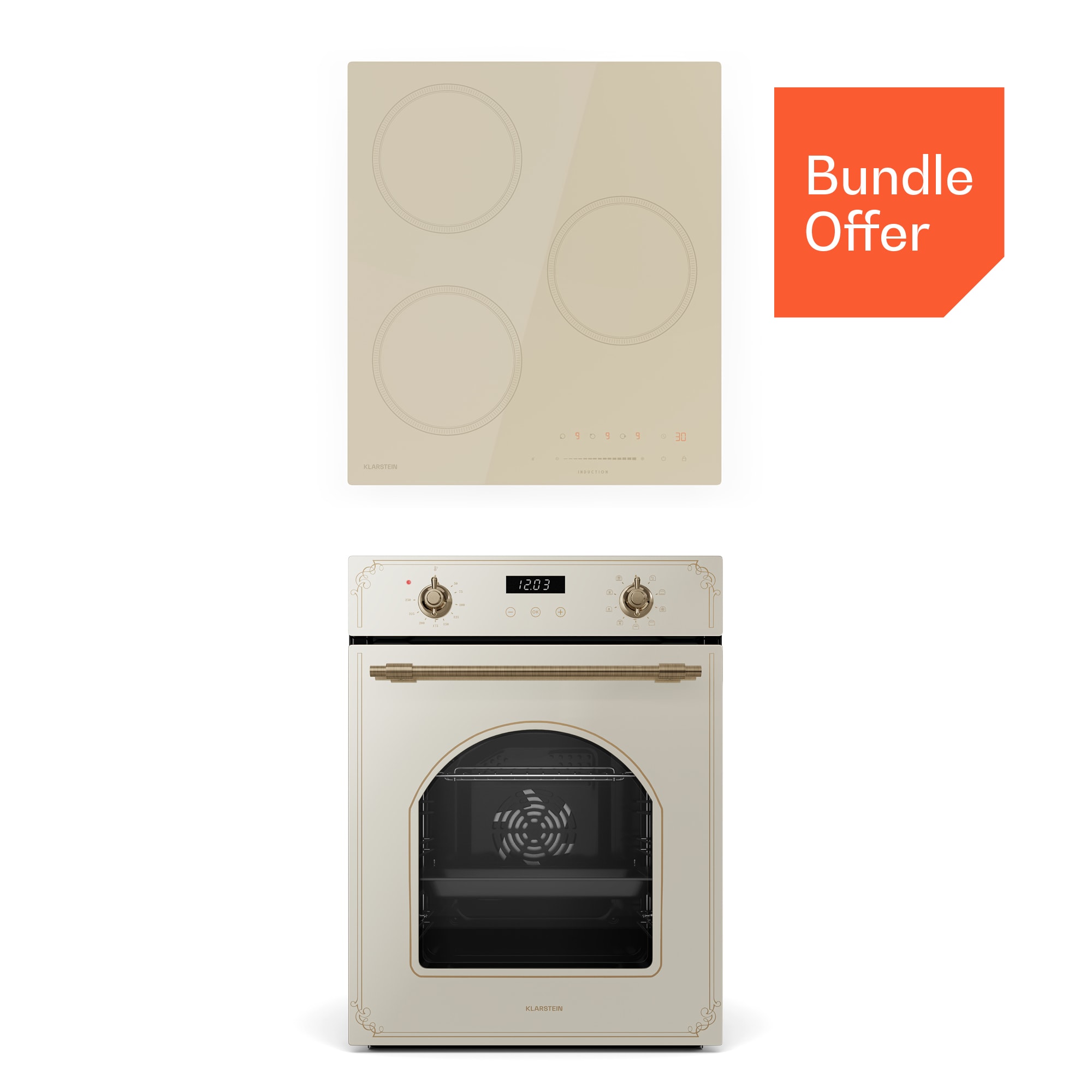 Klarstein Victoria indukcijska ploča za kuhanje + Victoria ugradbena pećnica | 45 cm