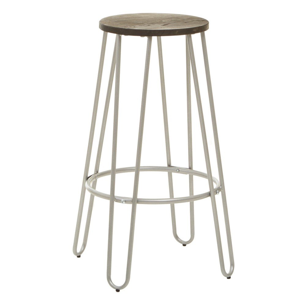 Barska stolica od čvrstog brijesta u srebrnoj boji/u prirodnoj boji (visine sjedala 75 cm) District – Premier Housewares