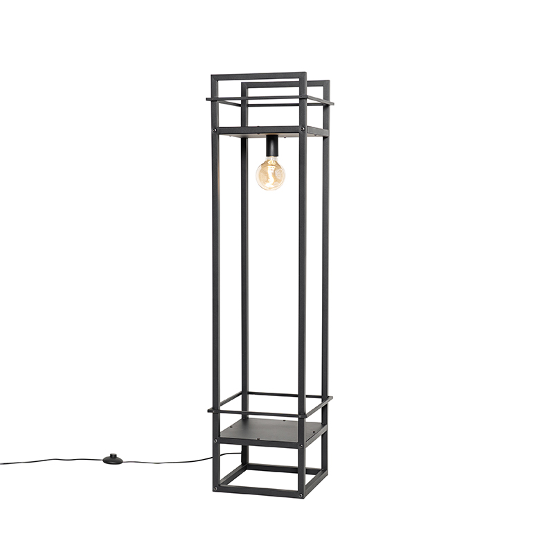 Industrijska podna svjetiljka crna - Cage Rack
